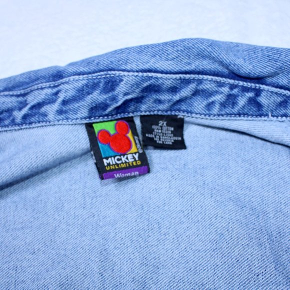 90's Mickey Mouse Denim Jacket Size 2X - Picture 4 of 9